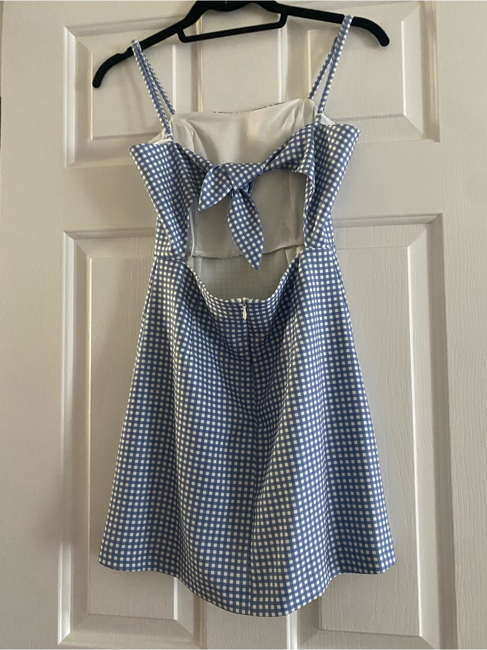 French Connection Light Blue and White Gingham Mini Dress - Picture 2 of 4